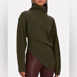 Proenza Schouler Army Green Asymmetrical Merino Sweater / Small